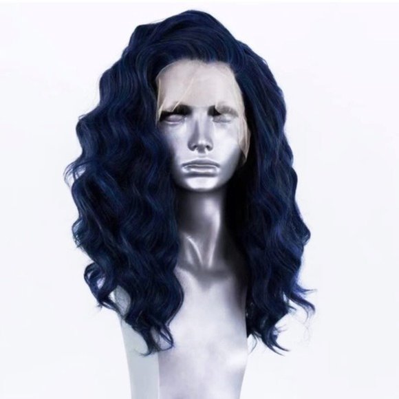 Blue Short Wave Lace Wig - Picture 2 of 5